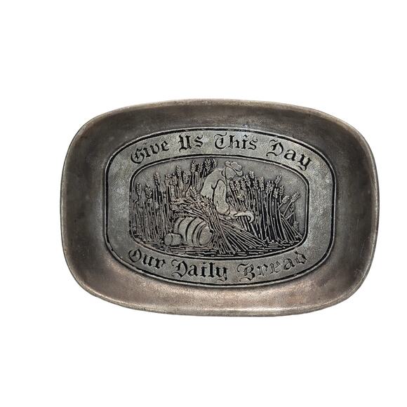 Wilton Armetale RWP Pewter Bread Tray Platter Give Us This Day Our Daily Bread - Picture 1 of 9